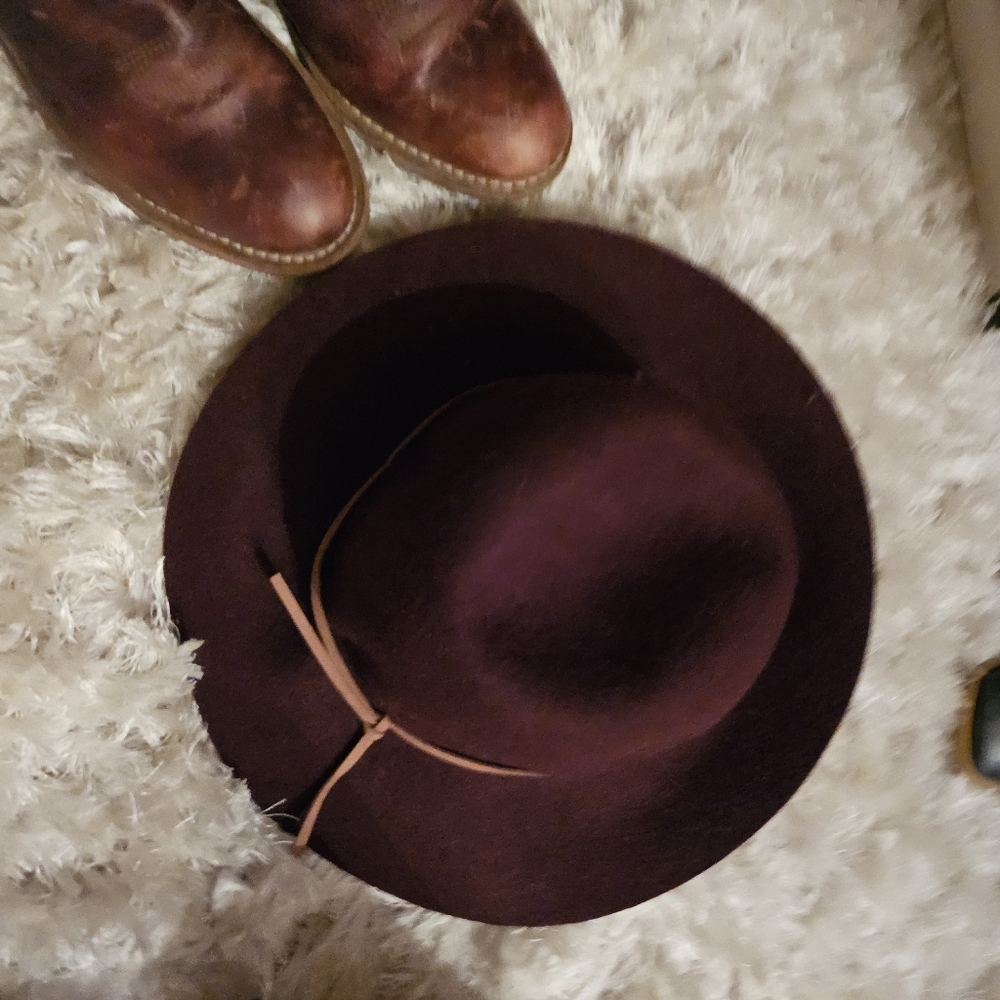 Burgandy Maroon Wool Floppy Hat